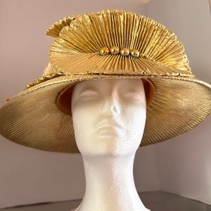 Vintage Mr HI’s Hat Church Derby Queen Crown Sunday Gold Sequin Rare Elegant